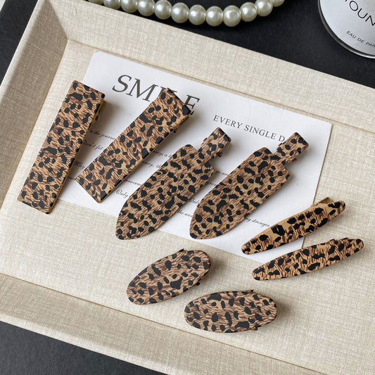 leopard print hair clips personalized fashion versatile side broken hair clips forehead without trace clip