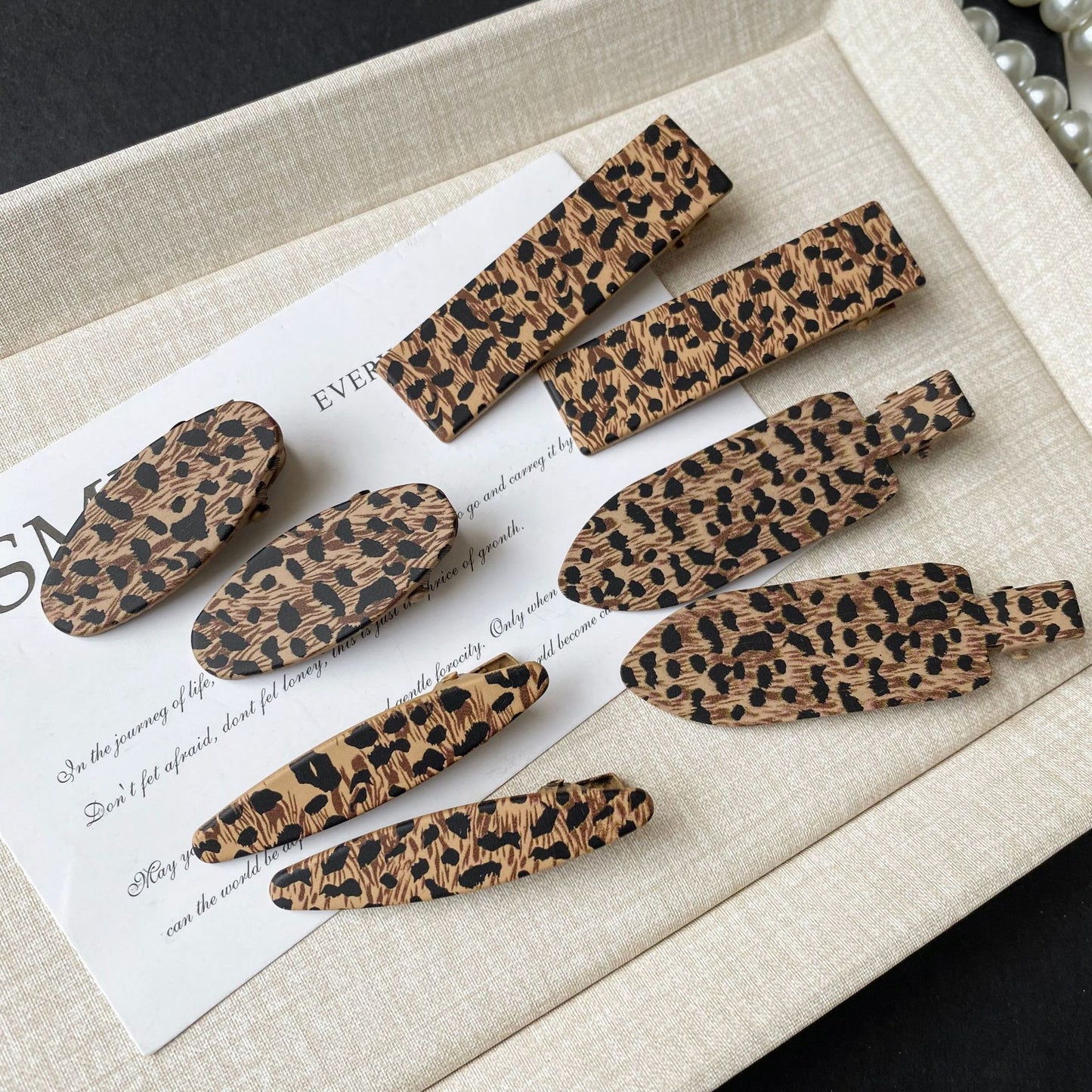 leopard print hair clips personalized fashion versatile side broken hair clips forehead without trace clip