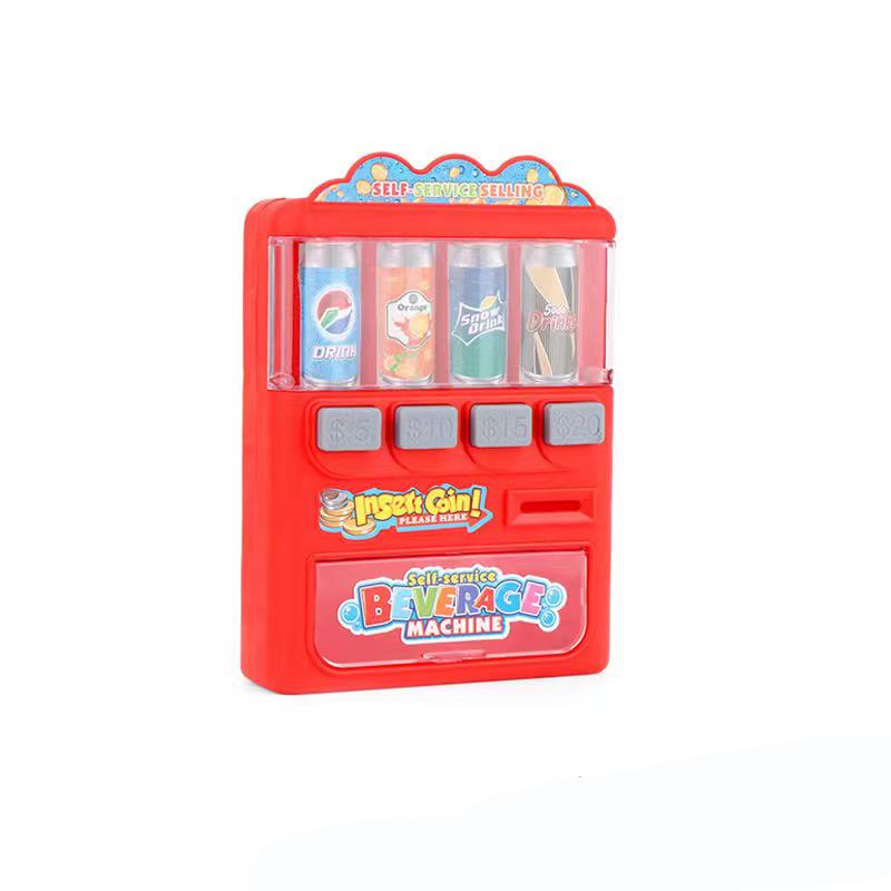 Pretend Play Beverage Soft Drinks Vending Machine Playset with Accessories Toys for Boys Girls Kids