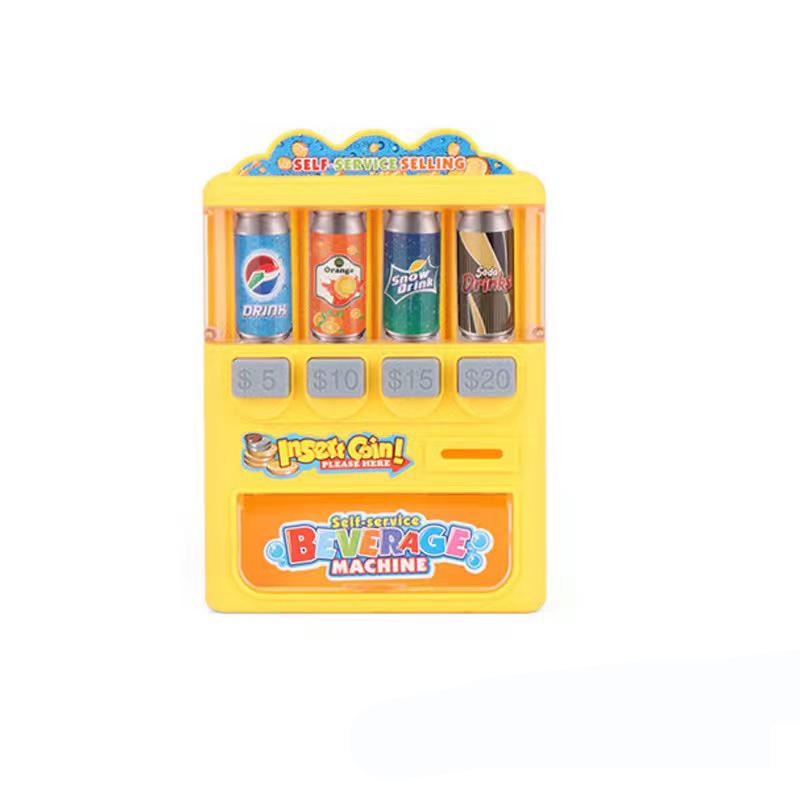 Pretend Play Beverage Soft Drinks Vending Machine Playset with Accessories Toys for Boys Girls Kids